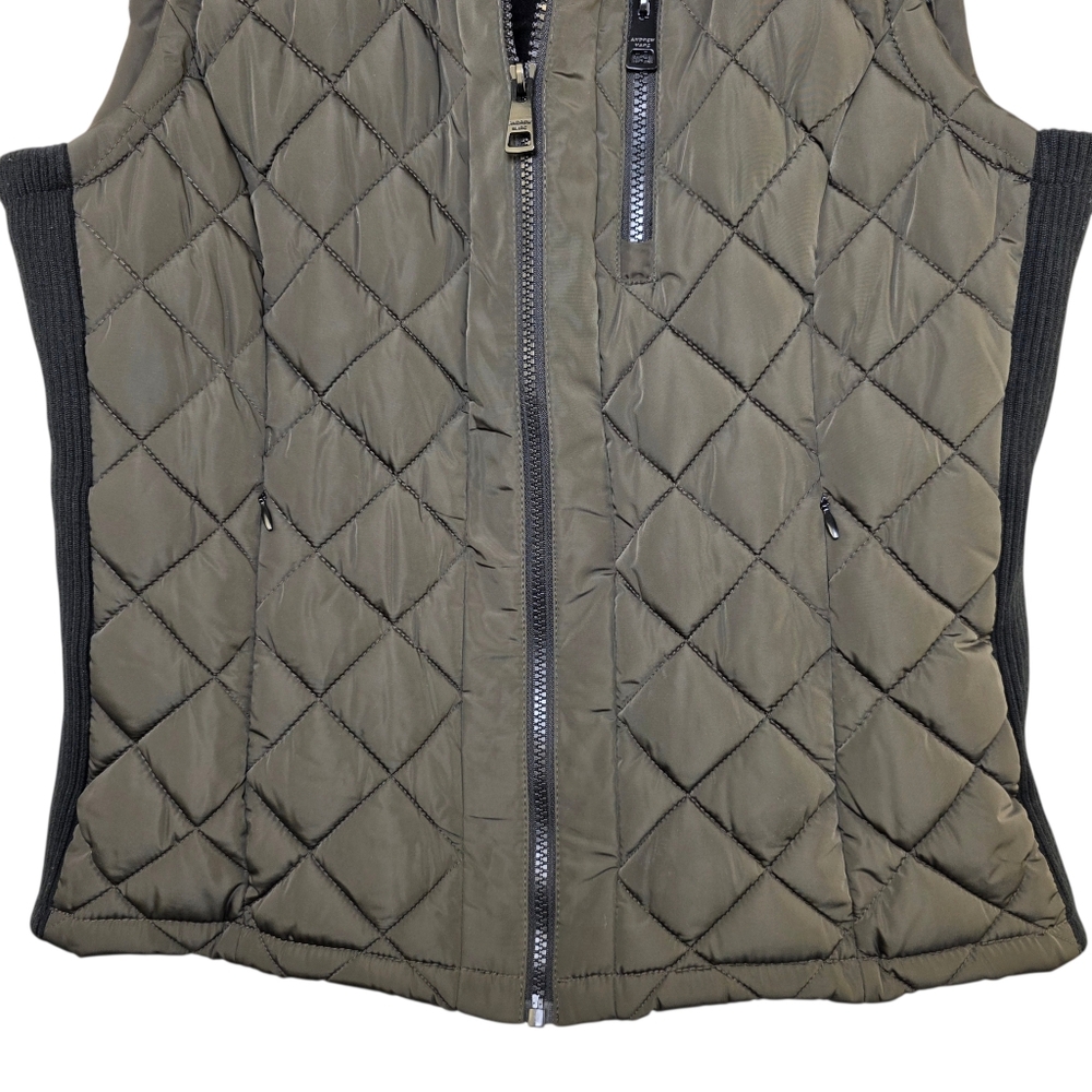 Andrew Marc Women's Quilted Puffer Vest Full Zip β Earthy Khaki Green β Size M - Picture 9 of 17